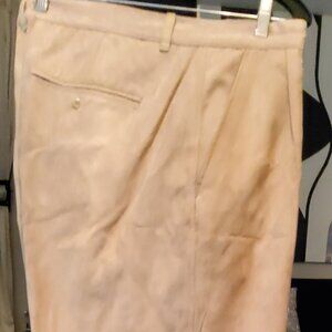 Vintage Godbody Pants Mens 40x32 Beige/khaki Suede Pleated Relaxed Straight Pant